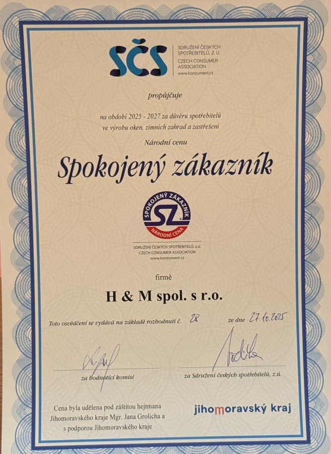 Cena Spokojený zákazník Jihomoravského kraje 2025